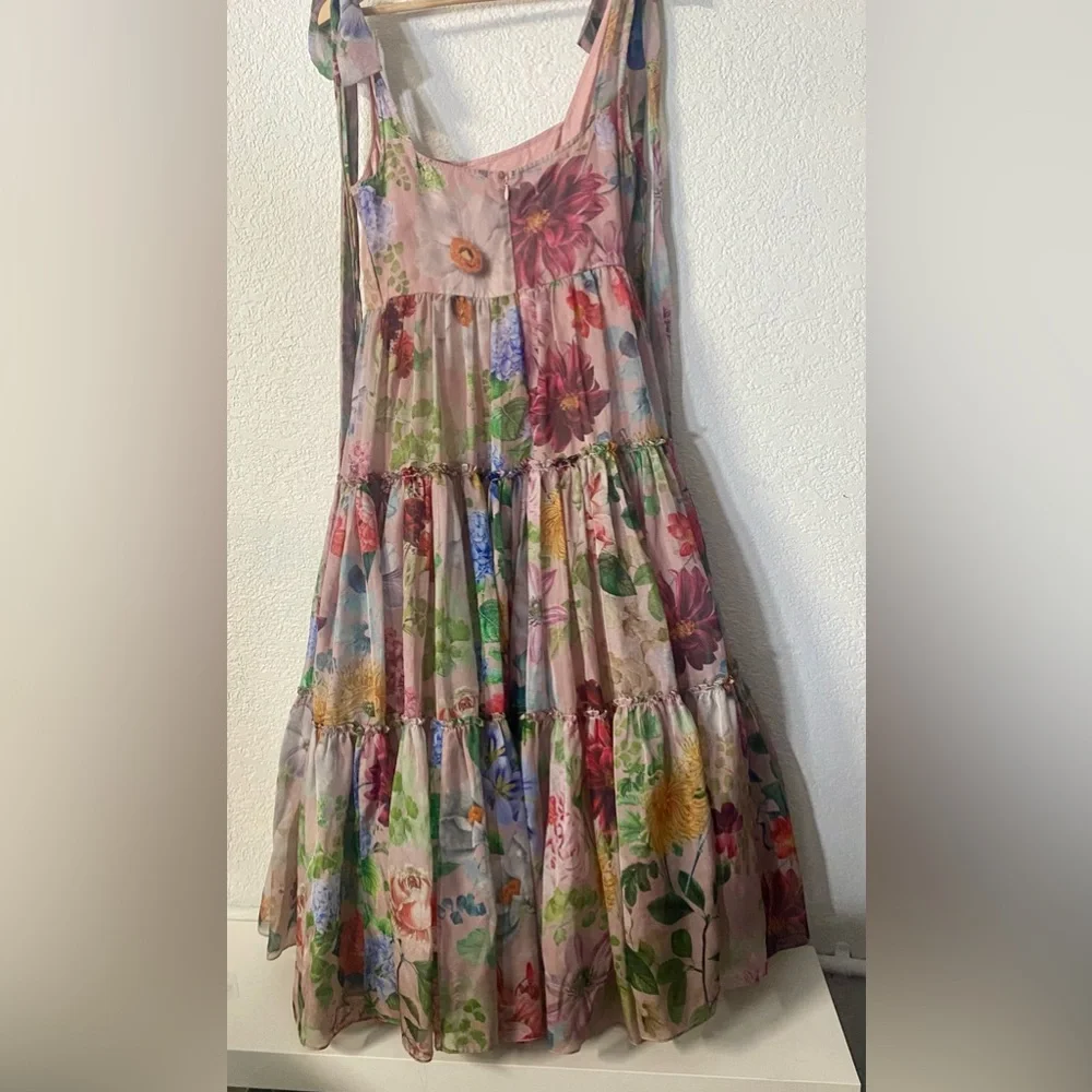 Anthropologie Geisha Designs Isabella Tiered A-line midi dress romantic floral - Picture 6 of 9